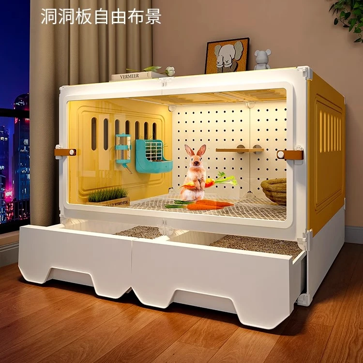 全景兔子笼子带厕所家用大号防喷尿兔别墅豪华室内专用侏儒兔窝