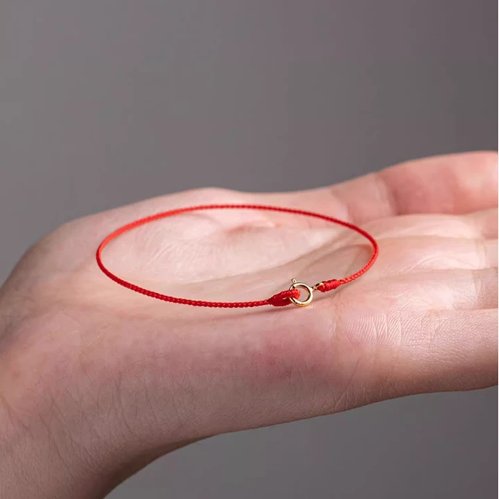 合金布艺手链 1mm极细款红绳本命年龙蛇四股编织手链情侣简约脚链