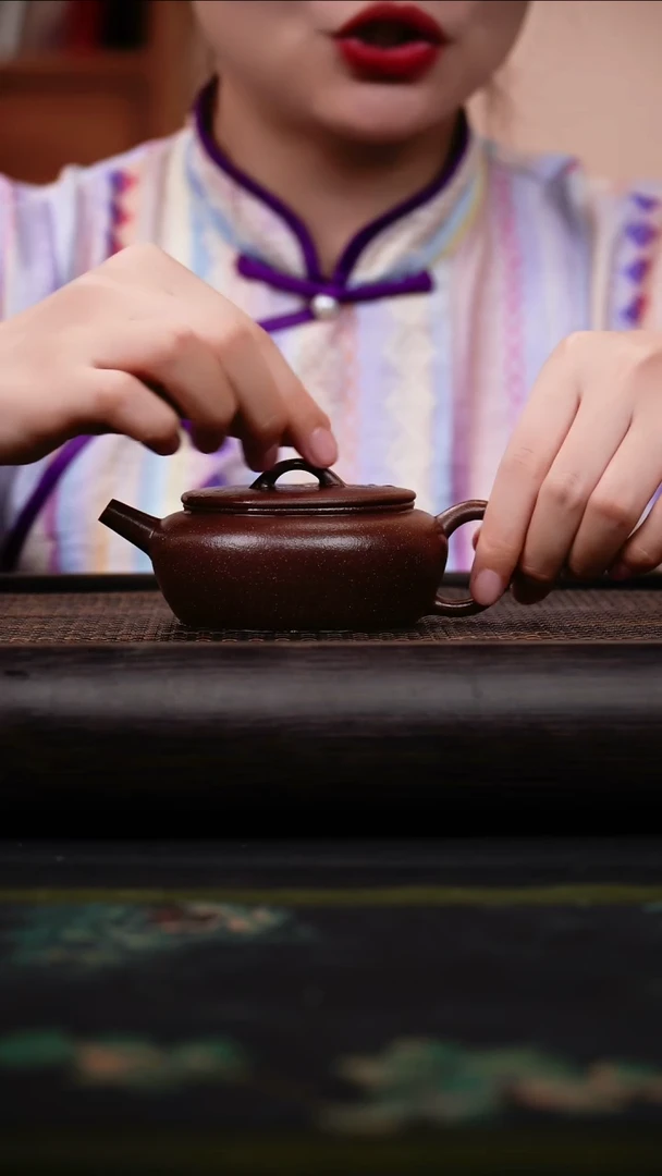 茶壶紫砂20目粗砂紫降坡 大彬诗意