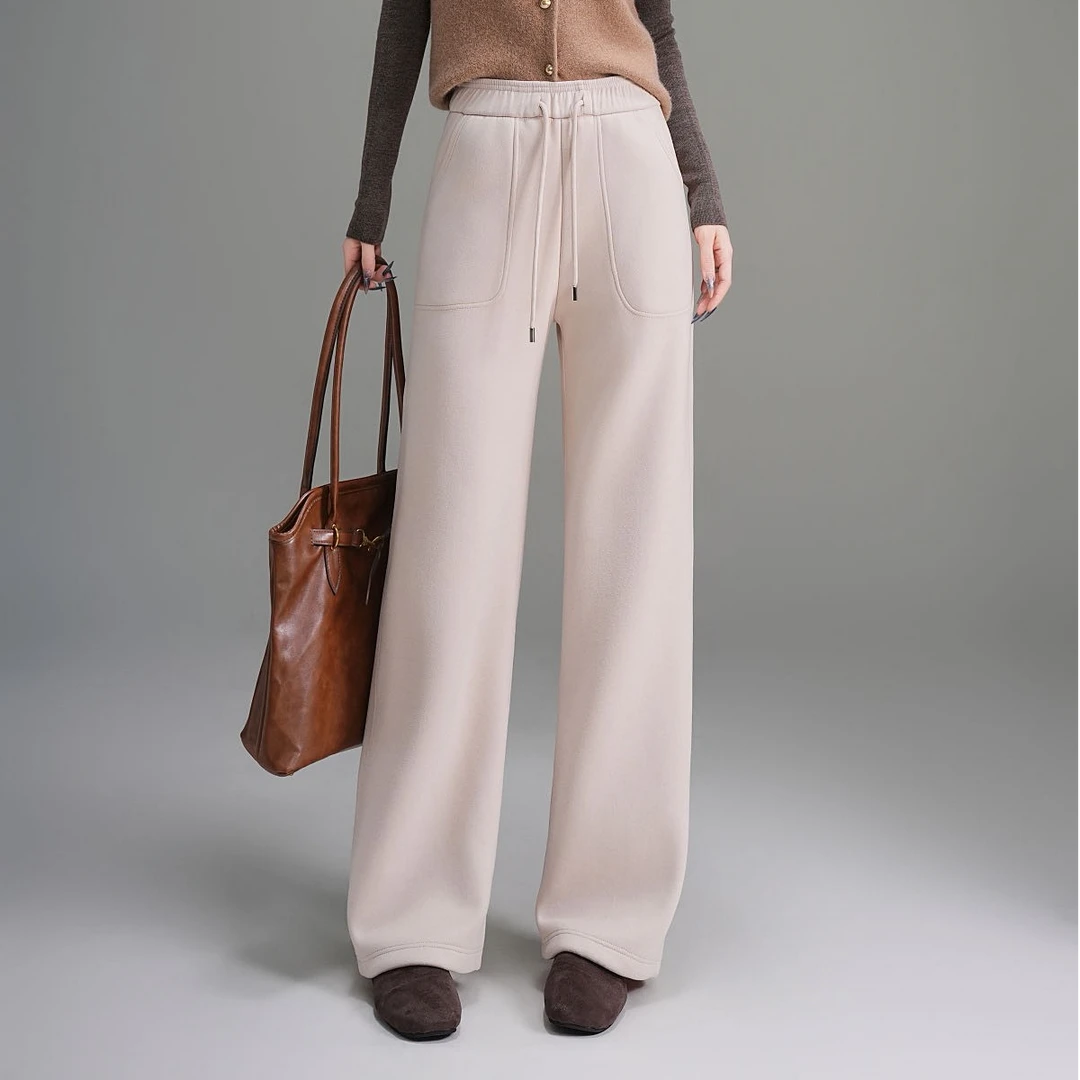 2025秋季羊毛蚕丝裤奢牌质感懒人显瘦通勤逛街羊绒+蚕丝+10A抗菌