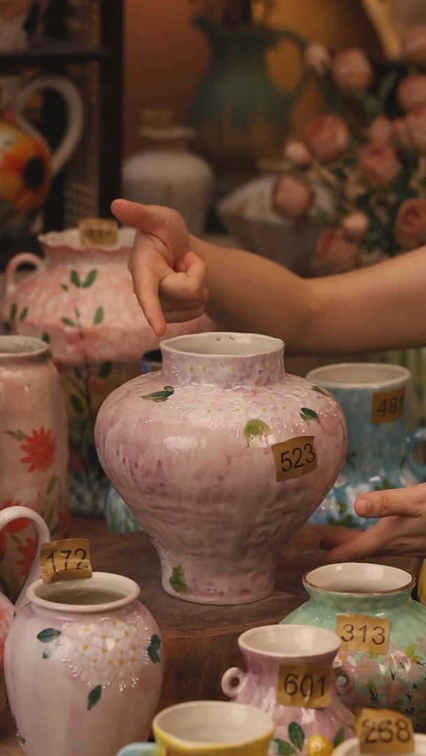 陶瓷523景德镇设计师手作花器摆件侘寂风