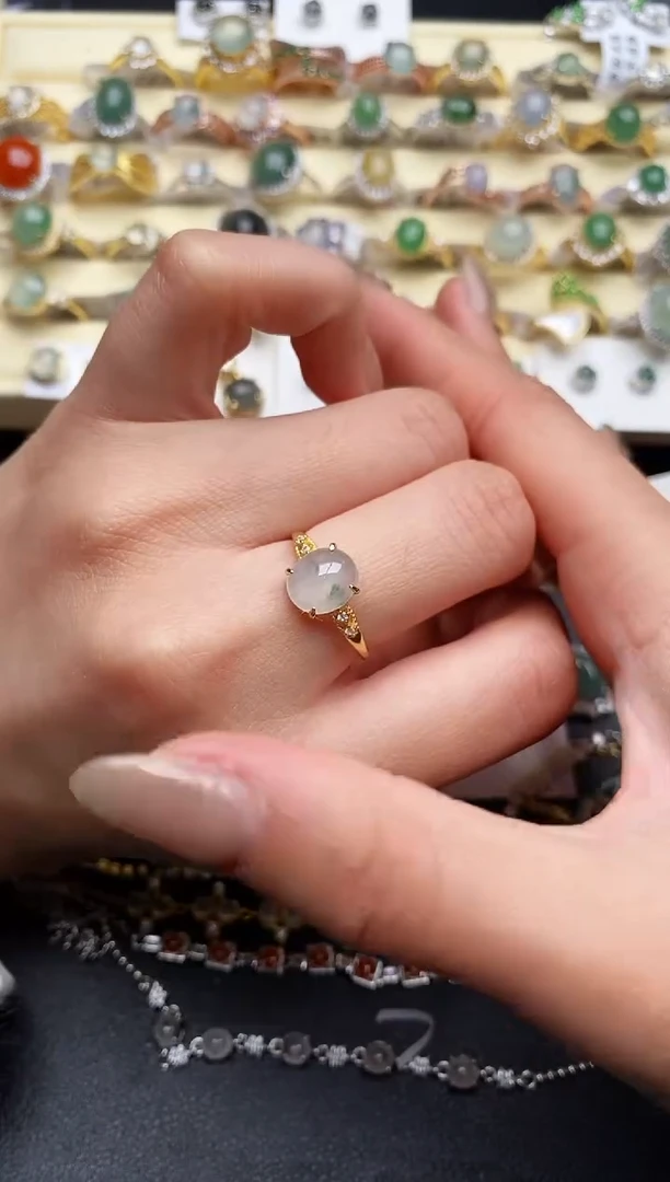 【闪购商品】翡翠戒指银S925镶嵌9999999+10