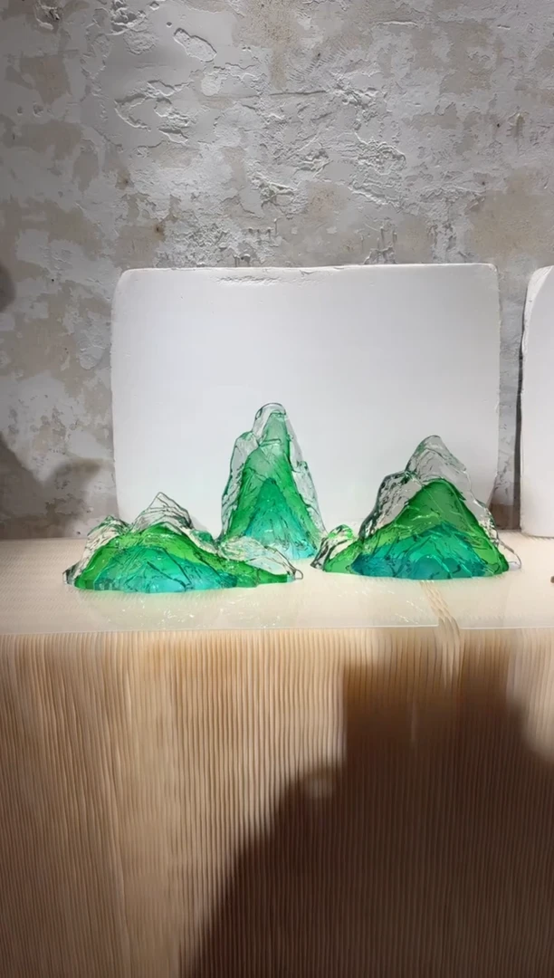 摆件璨石美学翡翠山一组艺术摆件