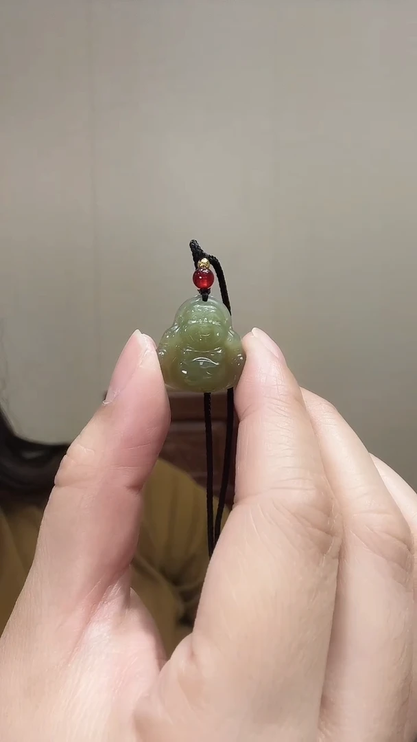 颈饰未镶嵌和田玉青黄口佛公吊坠20mm