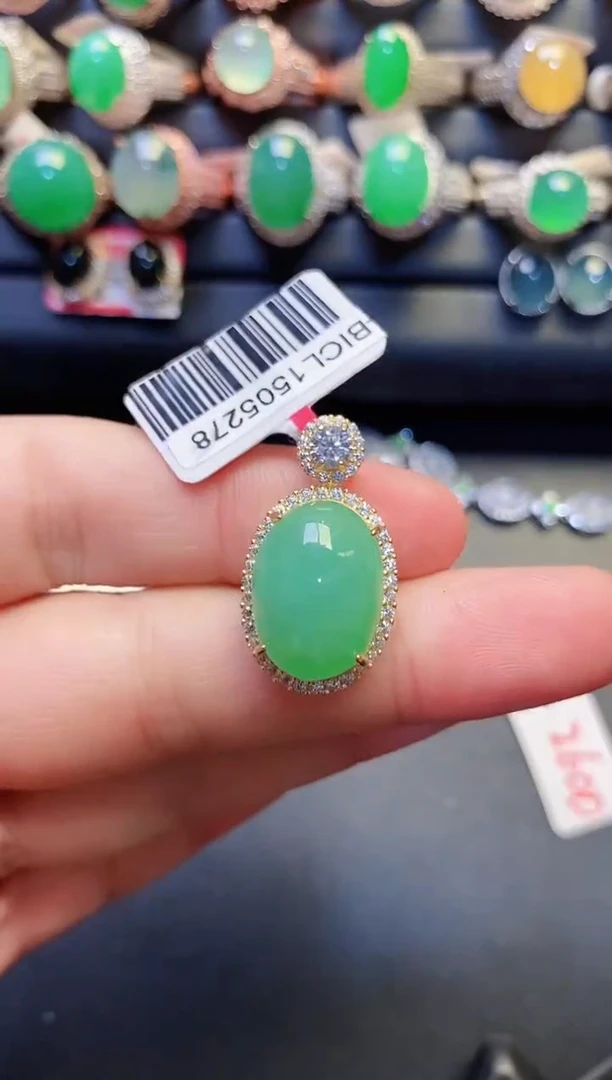 银S925镶嵌戒指翡翠天然