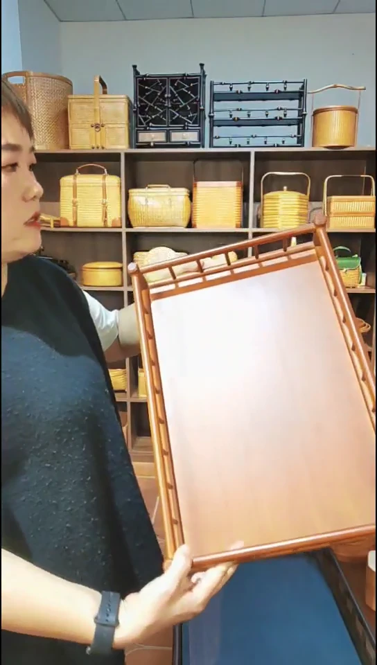 烟熏色茶盘收纳盘楠竹
