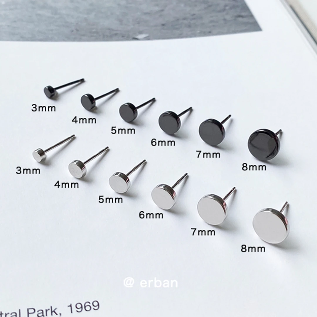 ERBAN/耳伴 足银耳饰 999纯银耳钉养耳洞耳环高级感平底耳骨钉男