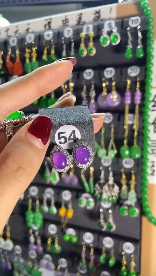 【闪购商品】翡翠耳饰银S925镶嵌54...