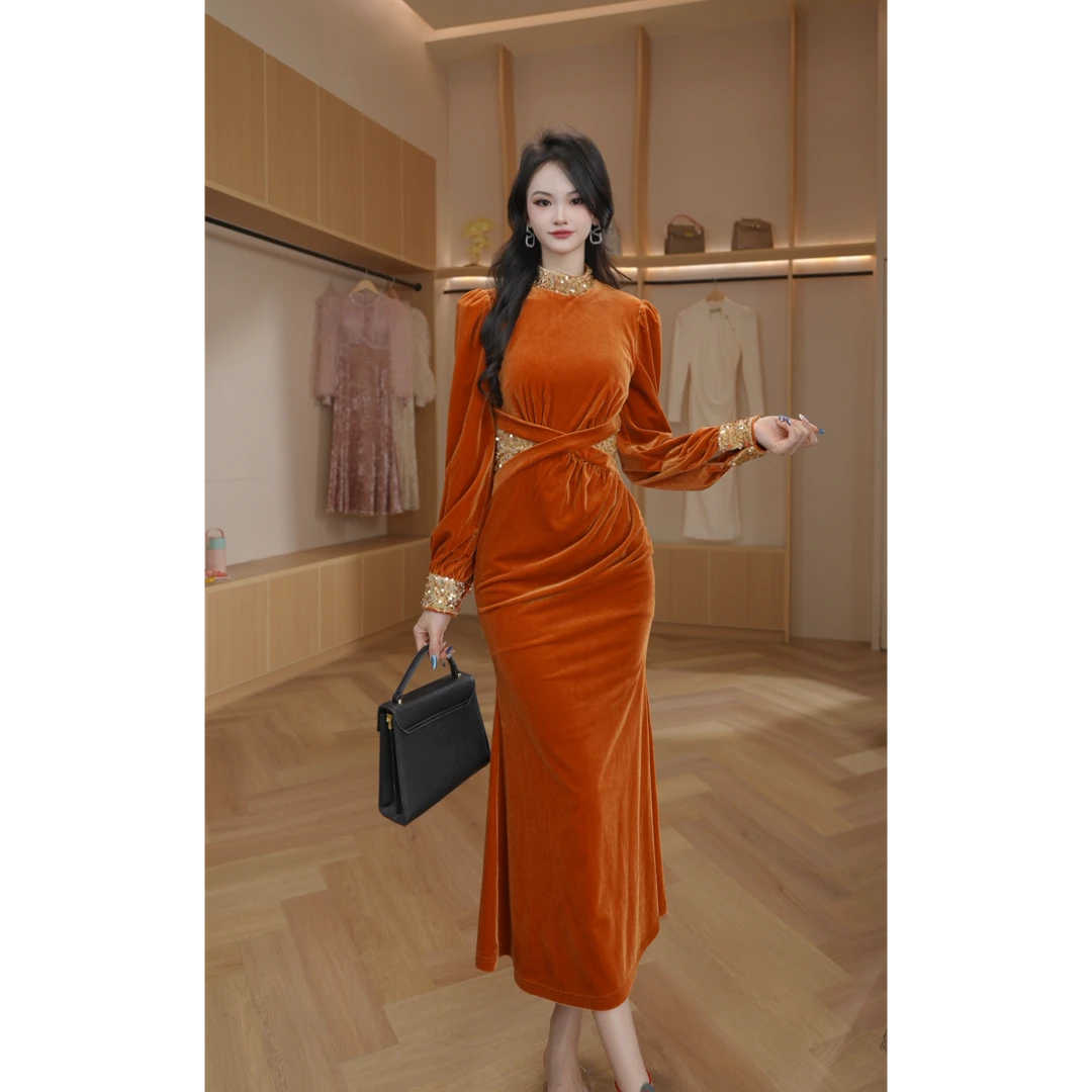 【香香定制】新款时尚法式修身显瘦气质优雅高级感连衣裙21600