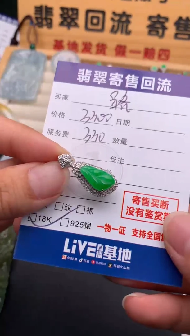 颈饰18K金镶嵌翡翠路*芽10143751