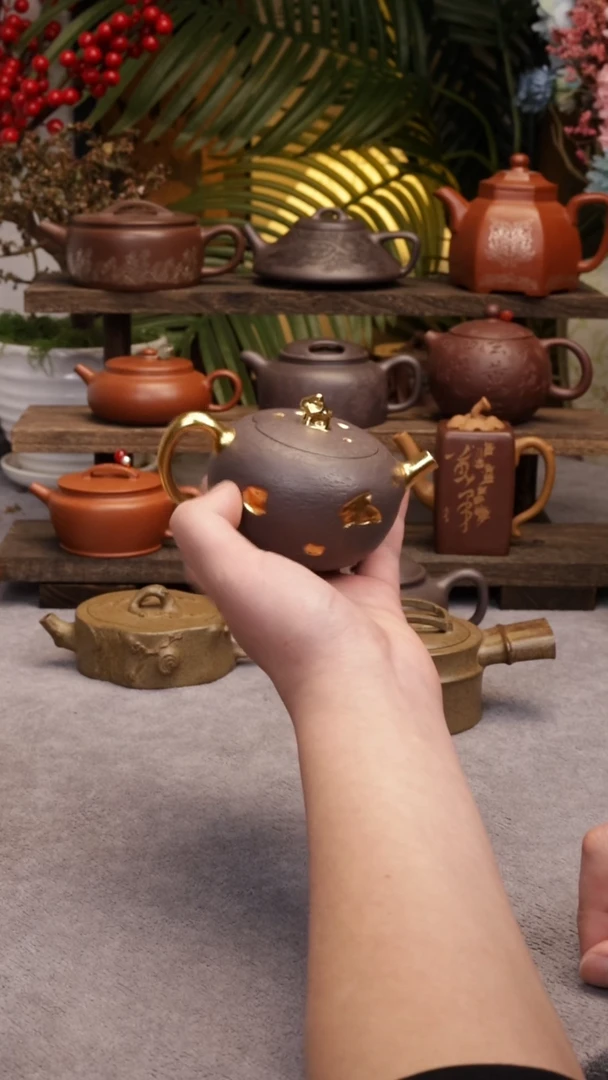 【闪购商品】紫砂壶天青泥描金苹果150CC