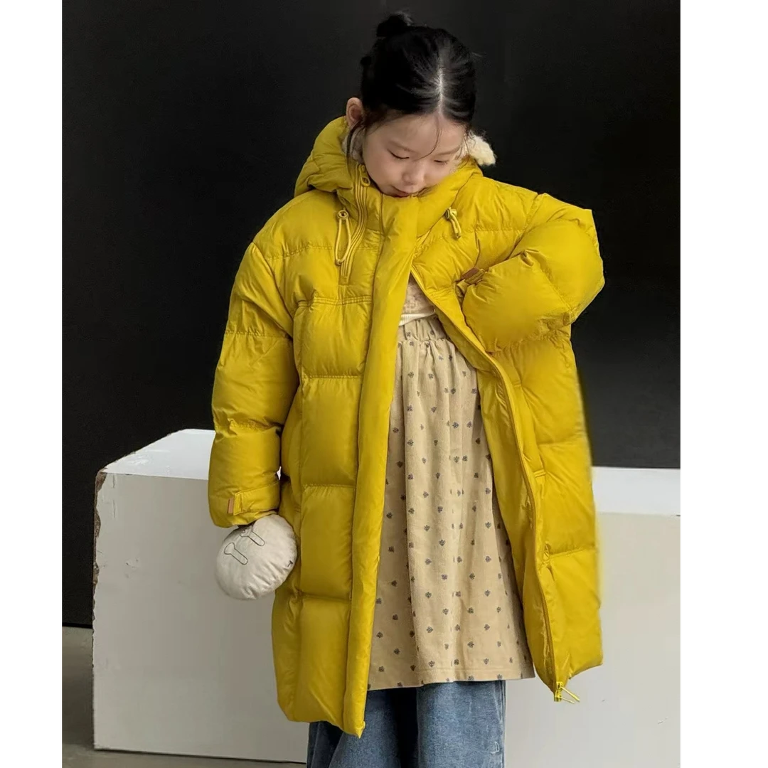 （羽绒保真系列）加厚连帽大被子款儿童90羽绒服保暖长款韩系外套