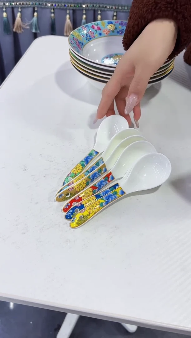 珐琅勺子6个景德镇餐具