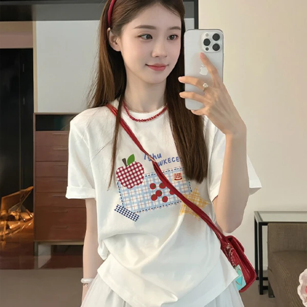 100%纯棉重磅短袖t恤女夏小个子新款爆款正肩设计感宽松百搭上衣