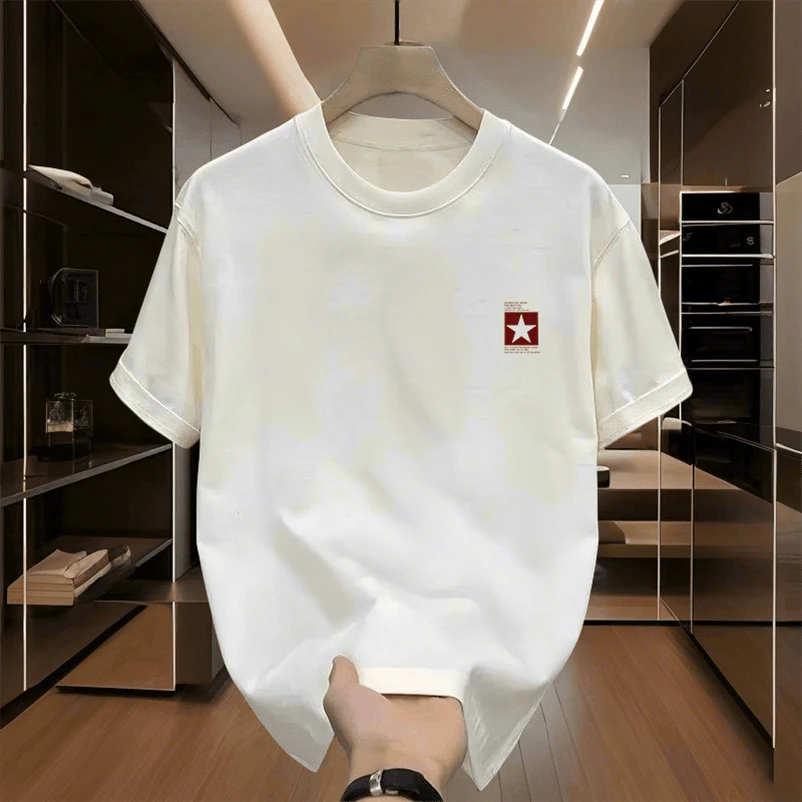 夏季潮牌简约小众T恤男士短袖宽松炫酷圆领高档轻奢半袖休闲百搭