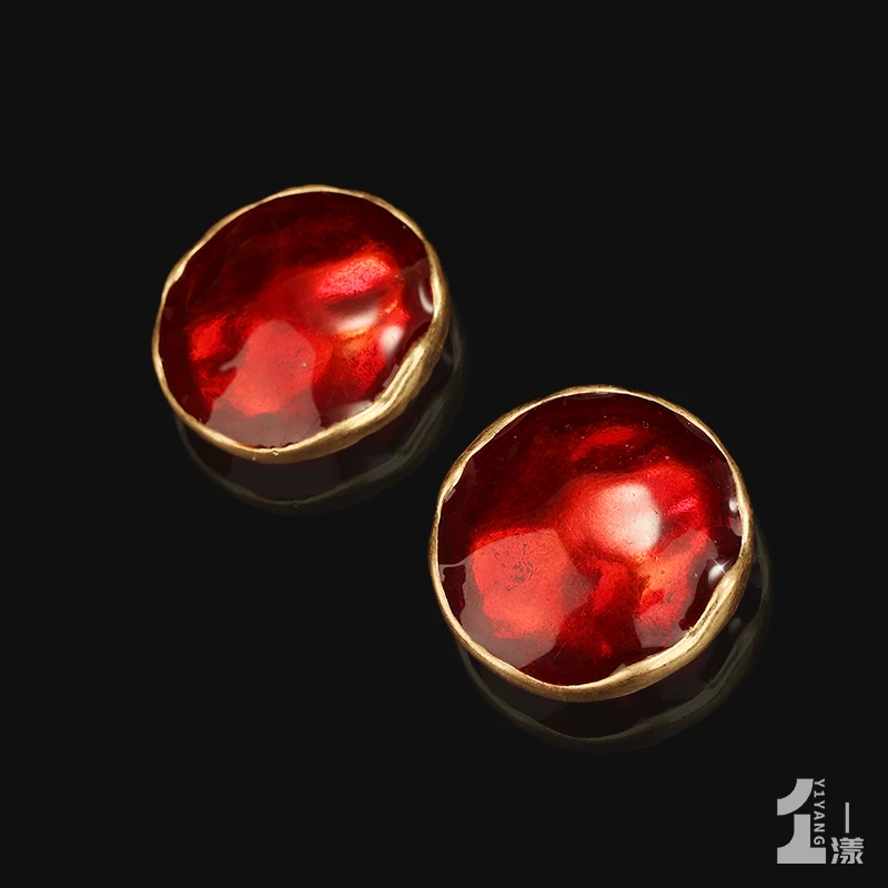 铜合金合成锆石耳饰 一漾 设计师款红红火火 耳环