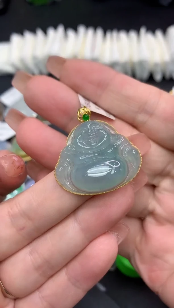 吊坠(不含链)18K金镶嵌翡翠111