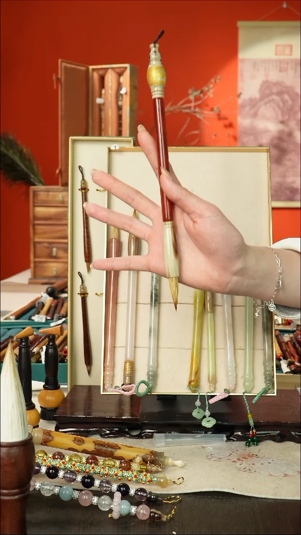 340号闪孤品高货毛笔链接 清水试笔 蘸墨不退