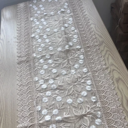 ZN062-11玻璃纱【40*180]摇钱树高织高密玻璃砂水溶边桌布