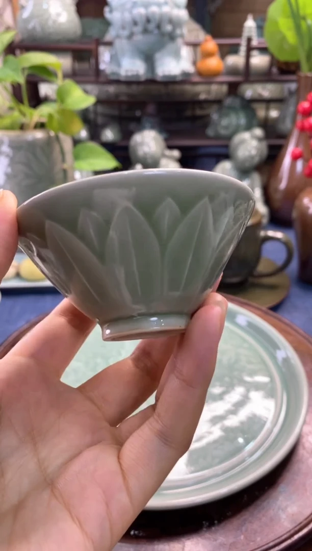 耀州窑091515 莲瓣斗笠盏 一个【白泥】