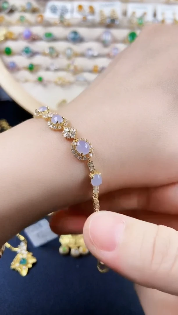 银S925镶嵌手链翡翠45689