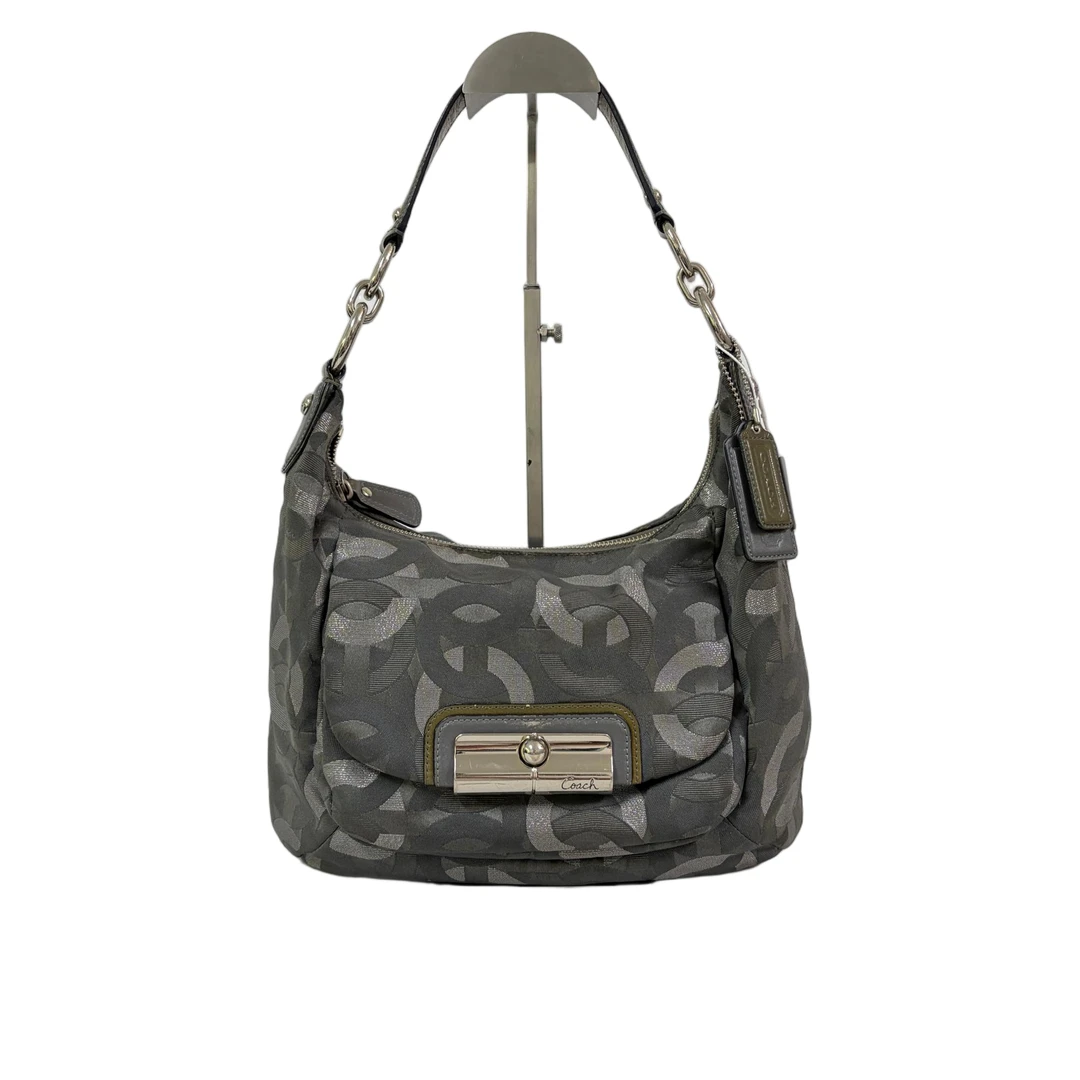 95新 COACH/蔻驰 经典老花帆布黑色单肩腋下包MM-81328