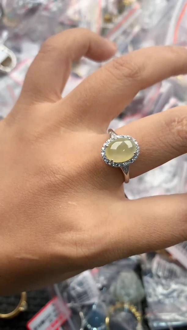 银S925镶嵌戒指翡翠12                8