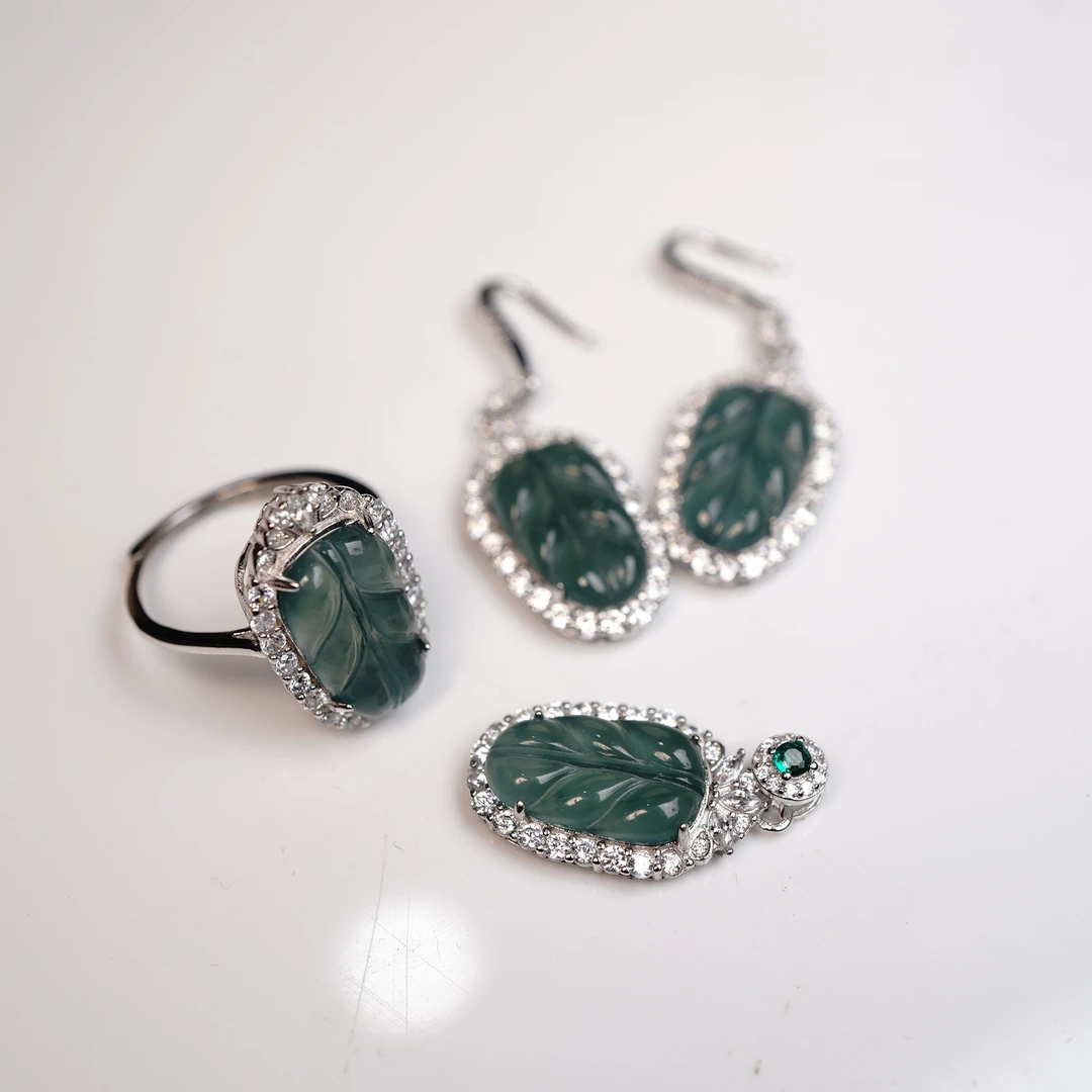 翡翠树叶套装s925 KT24031510