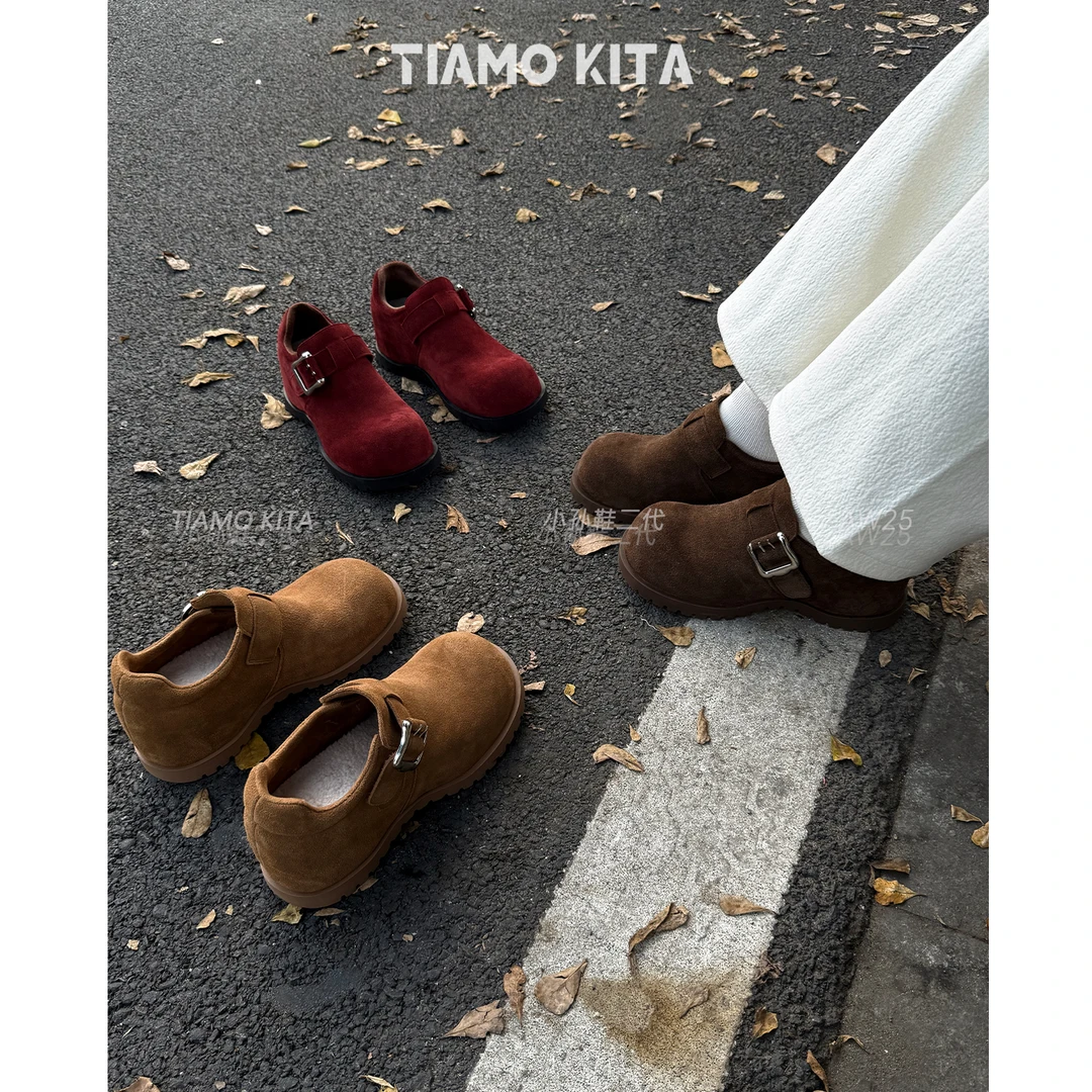 「KITA 达芬奇」牛绒~勃肯加绒增高6cm时尚勃肯鞋256278