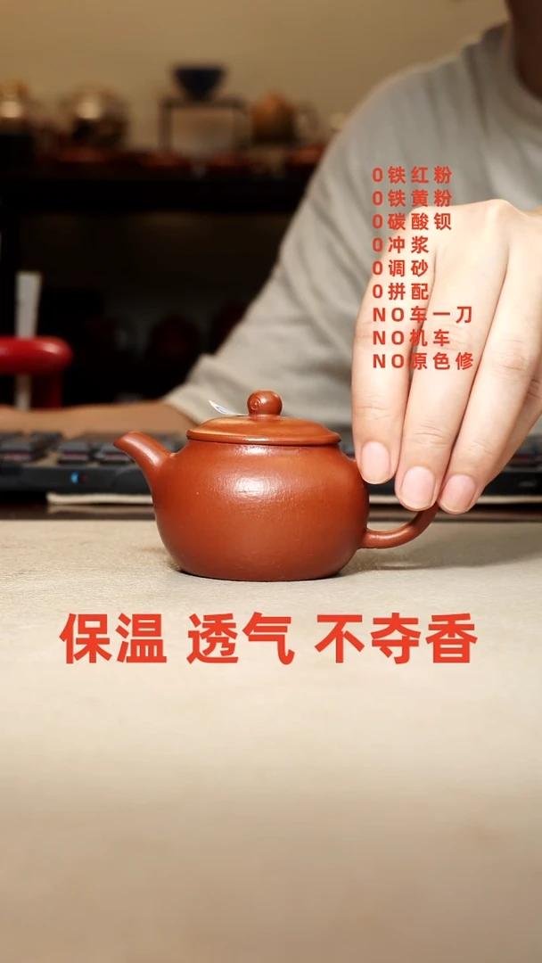 茶壶紫砂万紫千红系列  90cc 小煤窑朱泥王  铁24% 全手   20目