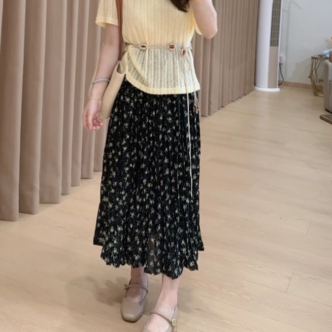 奈奈妮【茶歇裙】夏季洋气碎花半身裙气质时尚百搭9350