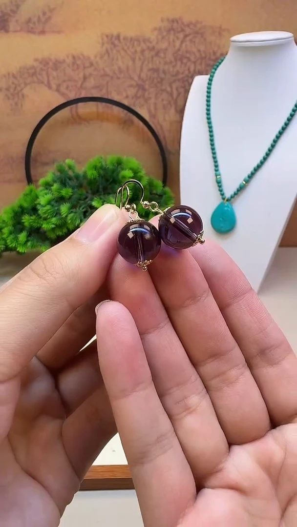 14K金镶嵌耳饰紫晶E75