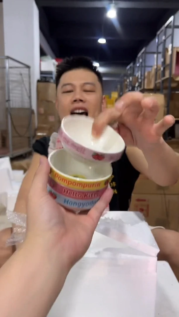 瓷片小号三利鸥甜品小碗4件套