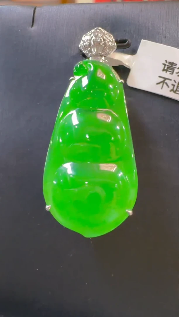 吊坠(赠链)18K金镶嵌翡翠天然A货翡翠