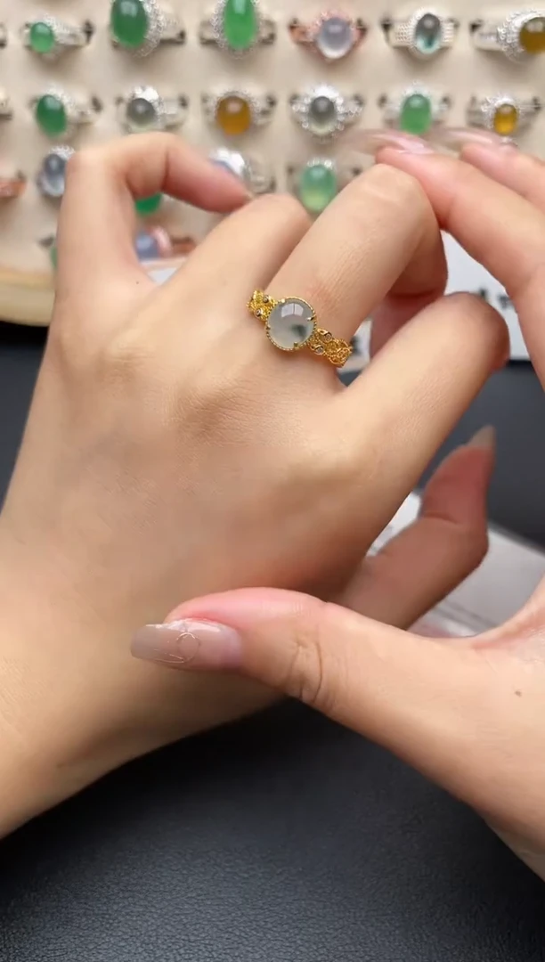 【闪购商品】翡翠银S925镶嵌戒指一物一证一礼盒