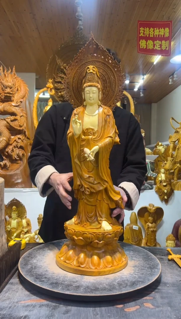 香樟木站姿观音80cm