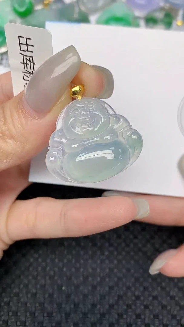 颈饰18K金镶嵌翡翠天然缅甸翡翠a货百元以上9元证书费自理