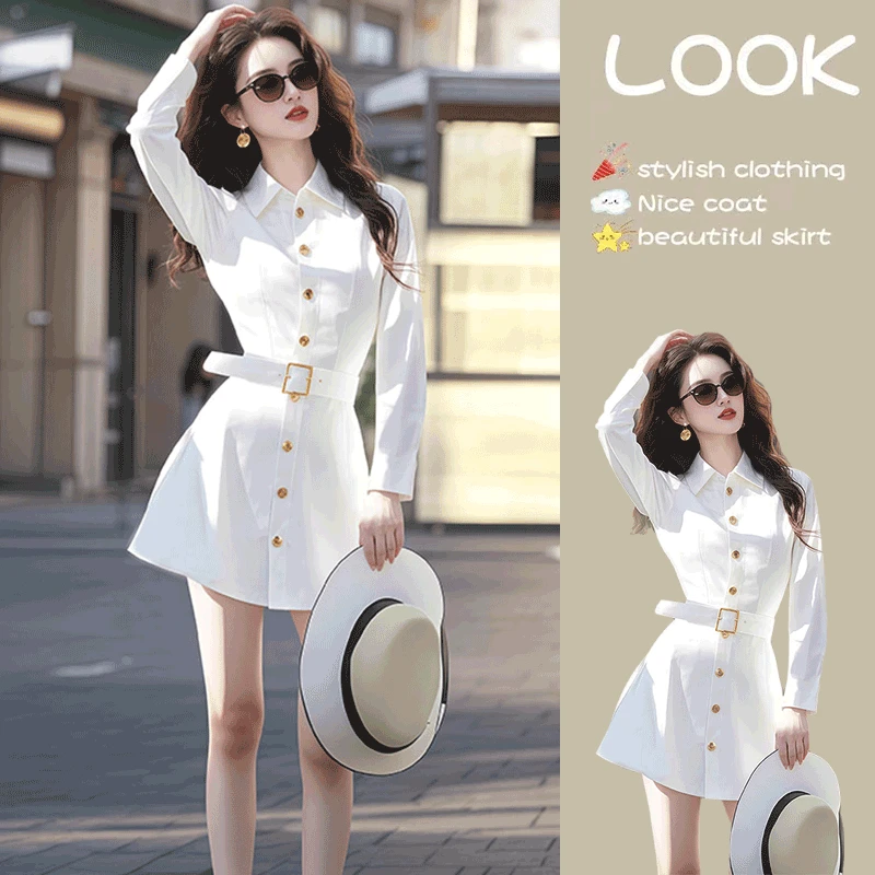 小香风气质千金感时尚衬衫连衣裙女装2025春季新款独特漂亮短裙子