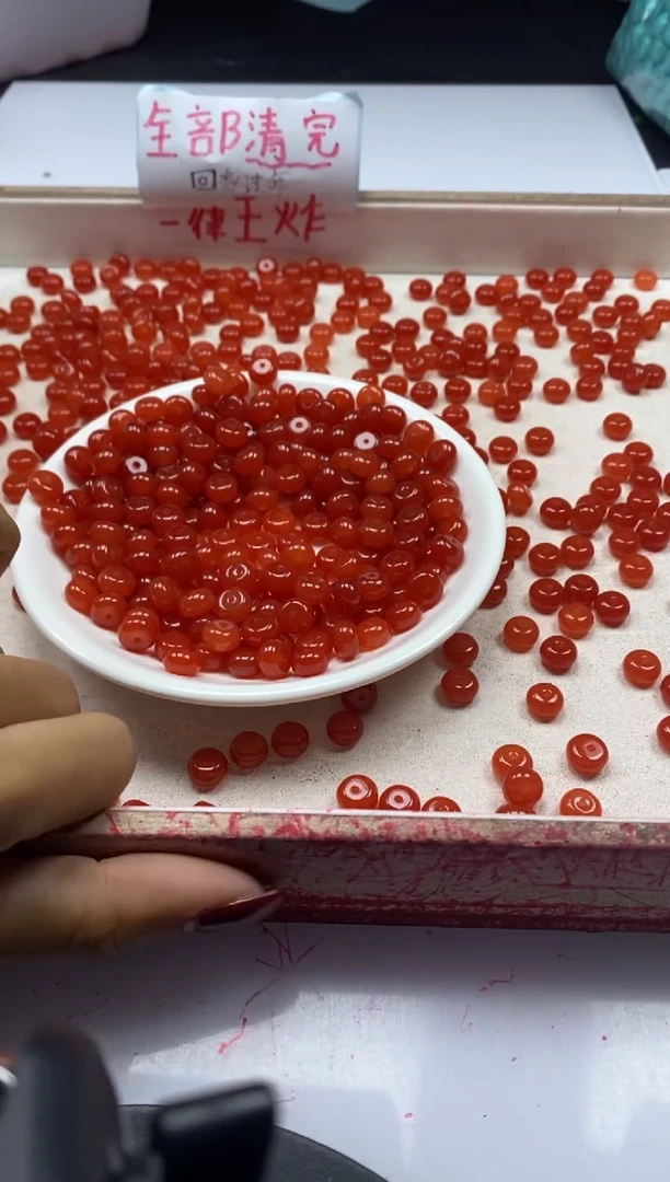 【闪购商品】玛瑙/玉髓颈饰未镶嵌w2011南红柿子红算盘8*5mm*30