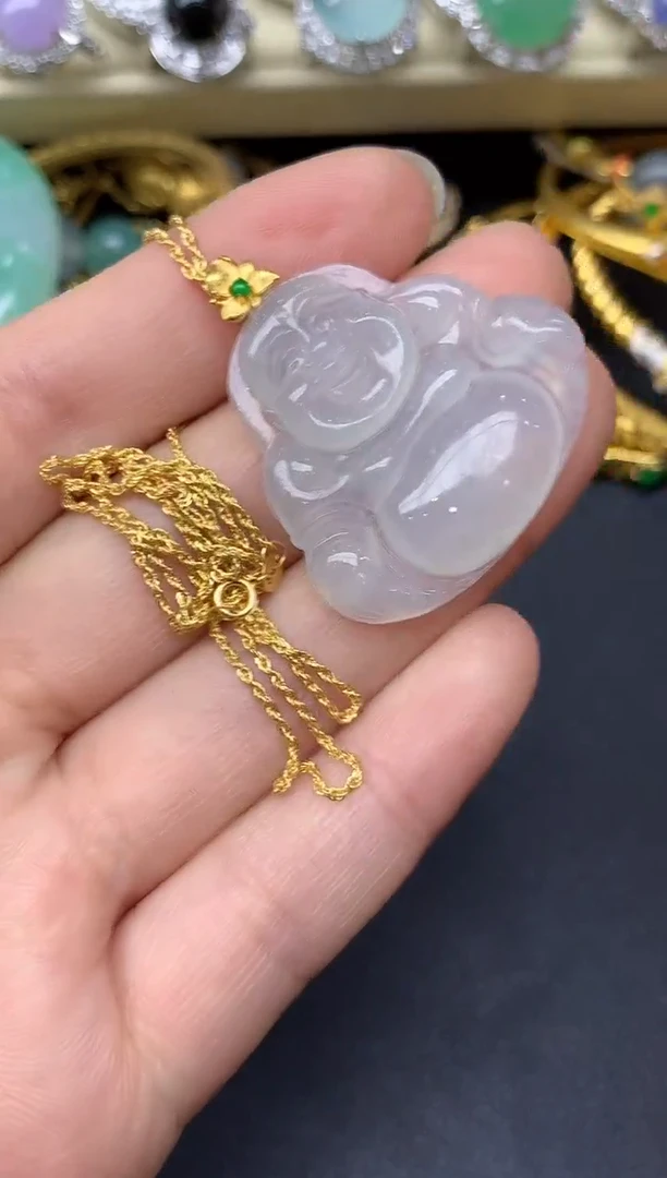 颈饰18K金镶嵌翡翠310-雪姐翡翠天天见