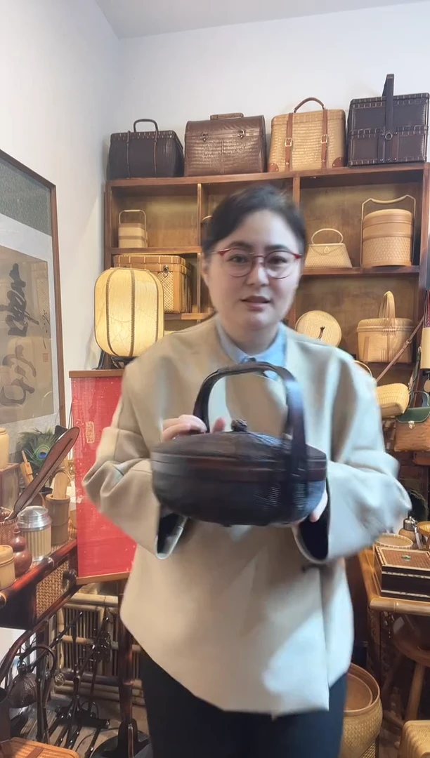 手工竹编复古小提篮提盒