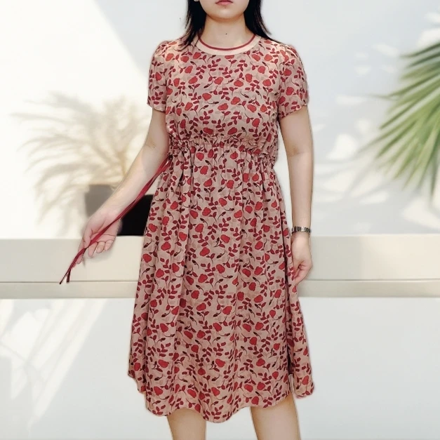 M1269 夏季高级感轻奢高贵上档次妈妈款后妈气质花收腰复古A字裙