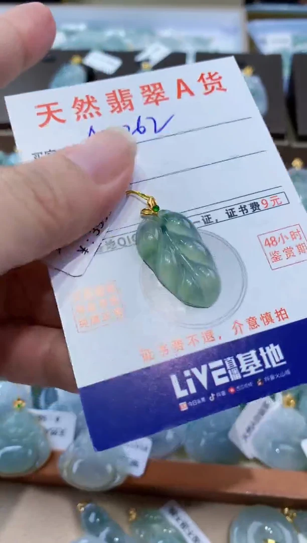 颈饰18K金镶嵌翡翠天然翡翠A货挂件