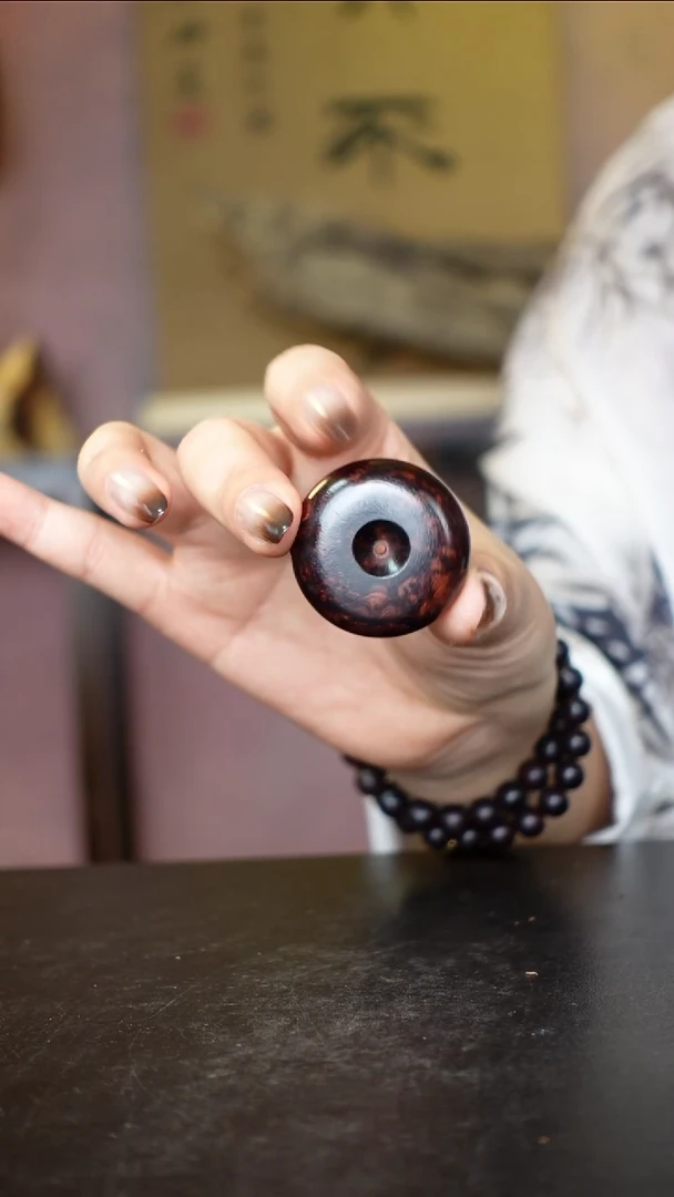 木本降真香海南红降平安扣黑油厚1.3cm直径3.3多样发一