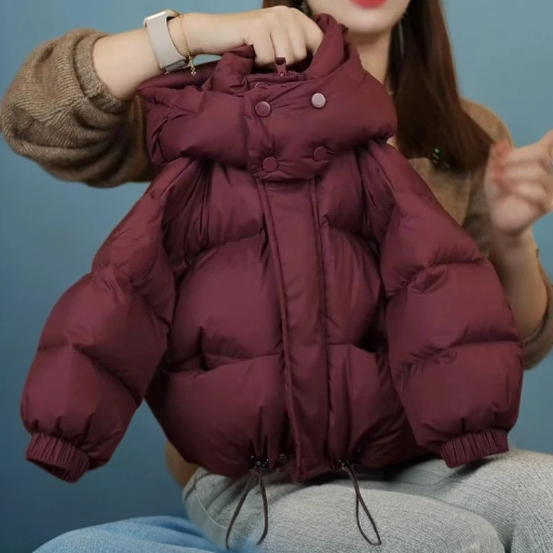 韩国童装儿童羽绒服连帽面包服童男女童短外套宝宝加厚白鸭绒冬装