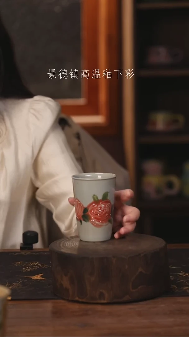 陶瓷景德镇高温釉下手绘陶瓷@L243@