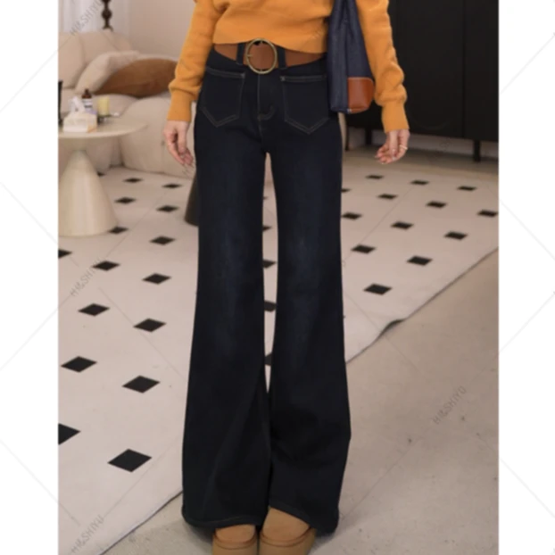 【Valkyvia/悠悠奢品】高腰显瘦微喇牛仔裤女不贴腿加绒喇叭裤25709