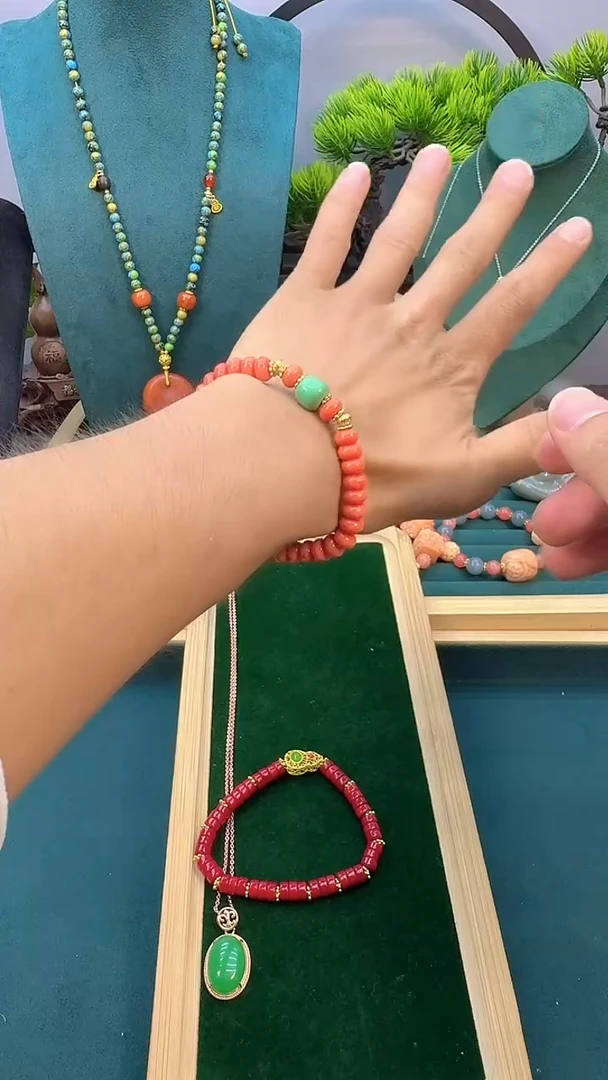 玛瑙/玉髓手链14K金镶嵌S177