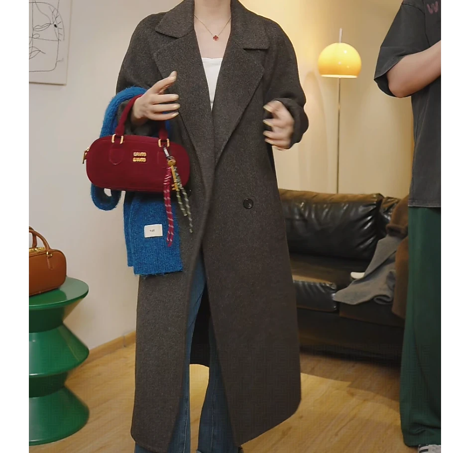 《》现货100羊毛双面呢时尚澳毛羊毛双面呢女士气质大衣