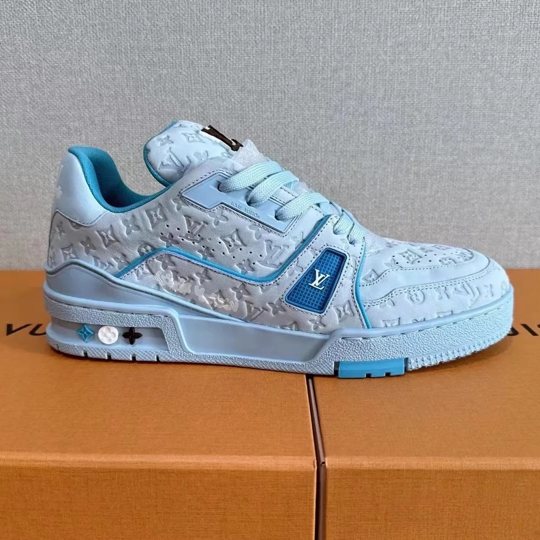 99新 LouisVuitton/路易威登  Tyler联名 Trainer板鞋 蓝色浮雕